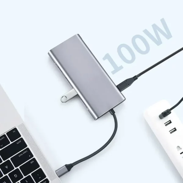 11-in-1 Typ-C-USB-3,0-Hub-Multi-Port-Laptop-Docking station Typ C bis 4k HDMI-USB-PC-Adapter für 100m Gigabit-Nic-Adapter 3