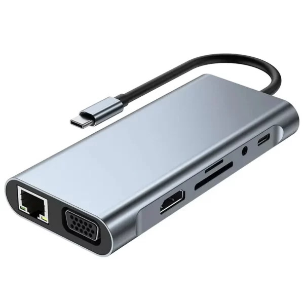 11-in-1 Typ-C-USB-3,0-Hub-Multi-Port-Laptop-Docking station Typ C bis 4k HDMI-USB-PC-Adapter für 100m Gigabit-Nic-Adapter 2