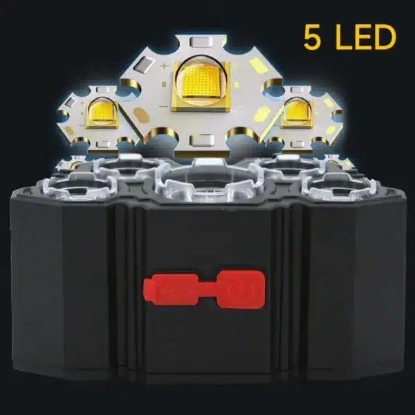 5 LED Flashlight Rechargeable with Built in 18650 Battery Strong Light Camping Adventure Fishing Head Light Headlamp 3